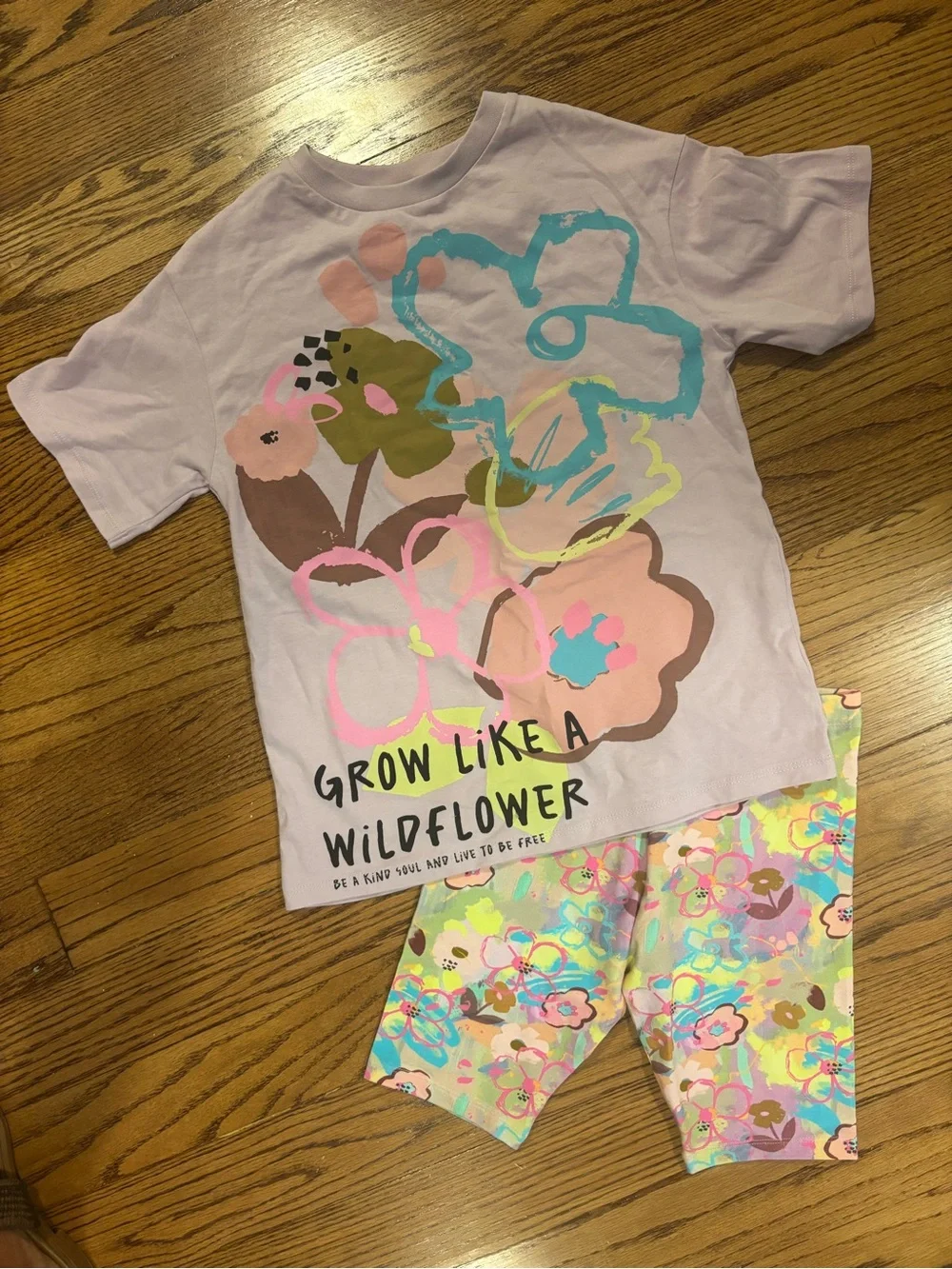 Next Lilac Purple Floral T-Shirt and Cycle Shorts Set